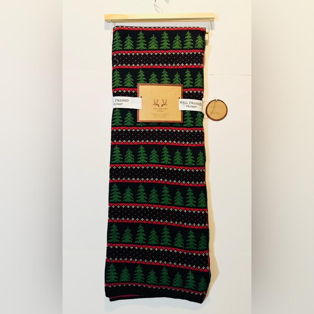 WELL DRESSED HOME Christmas Tree Decorative Throw - Red/Green - 50”x 70”